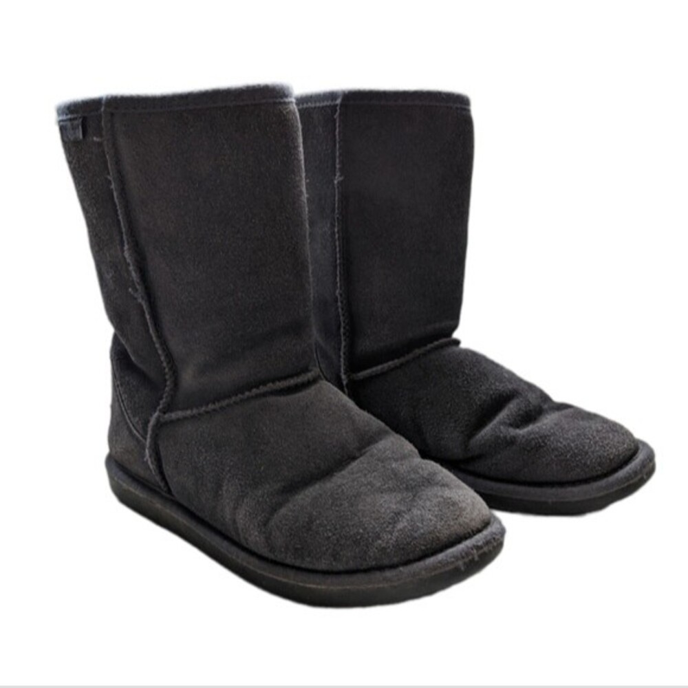 Minnetonka Suede Sheepskin & Wool Olympia Short Boots Gray 8